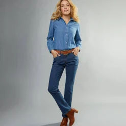 Stretchjeans in recht model - gemiddelde lengte