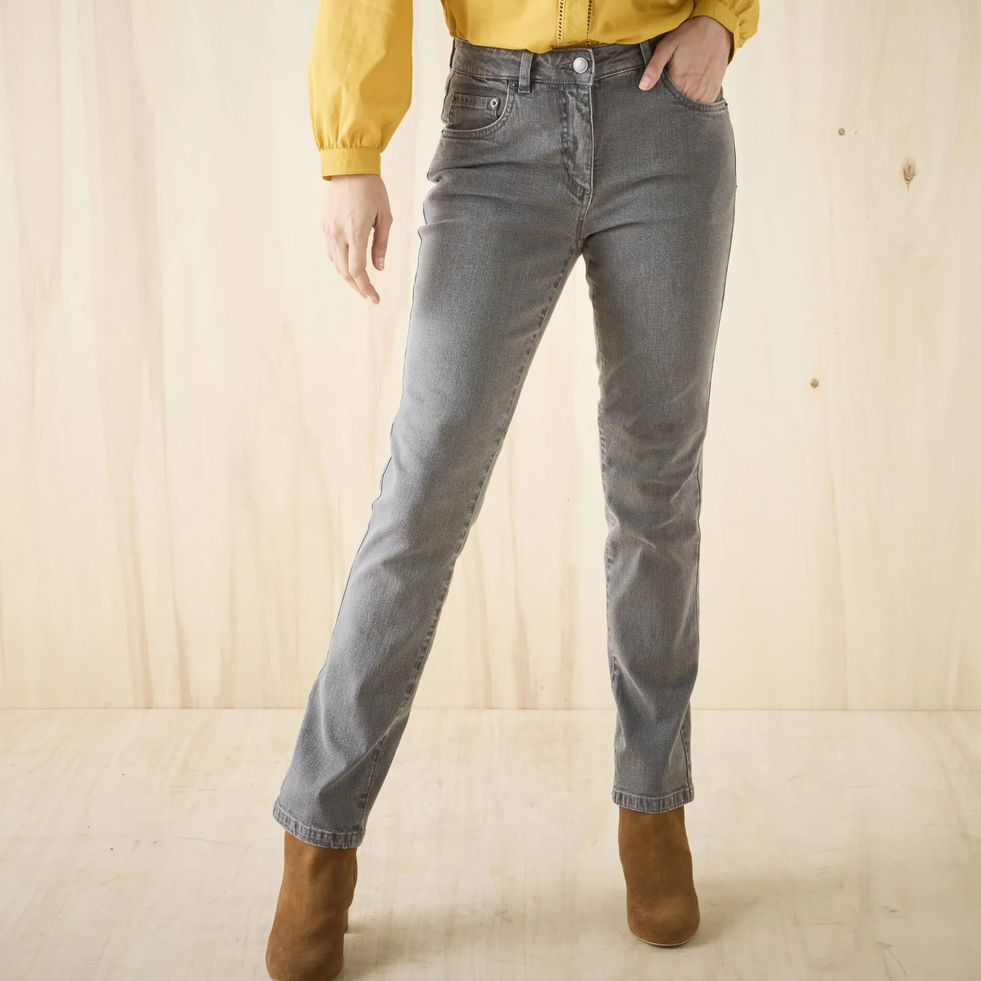 Stretchjeans in recht model - kleine lengte