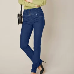 Stretchjeans in recht model met hoge taille