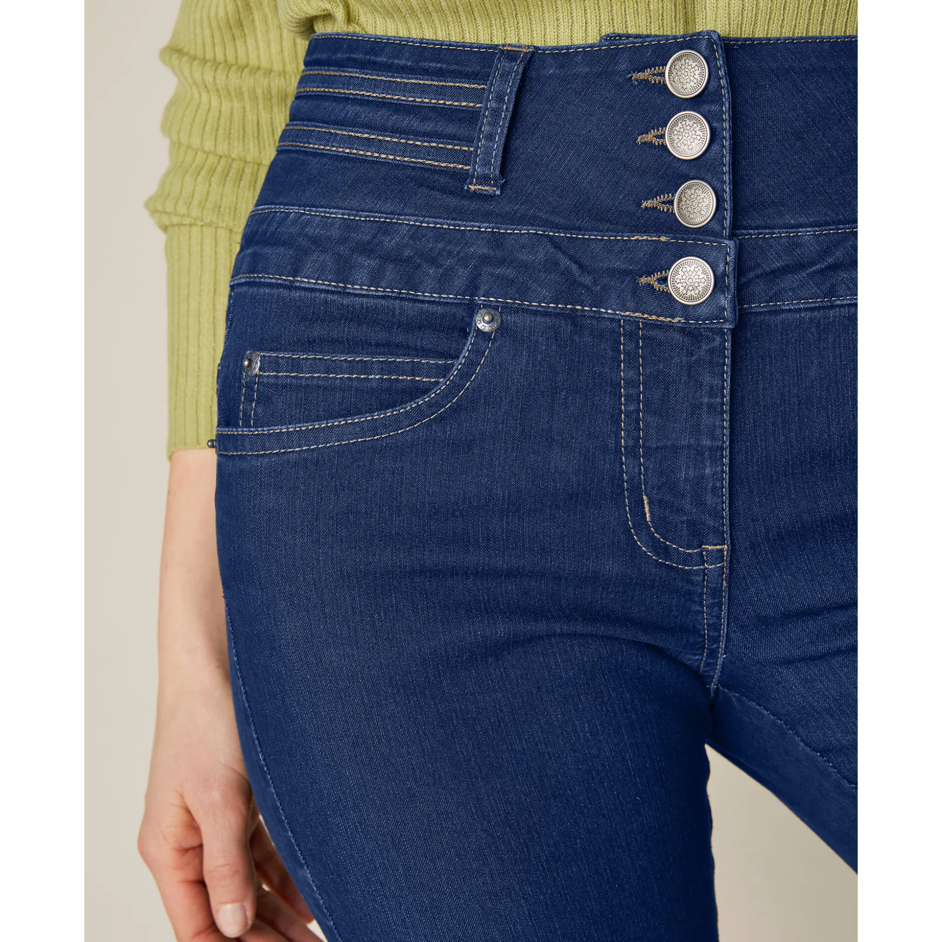 Stretchjeans in recht model met hoge taille