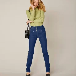 Stretchjeans in recht model met hoge taille