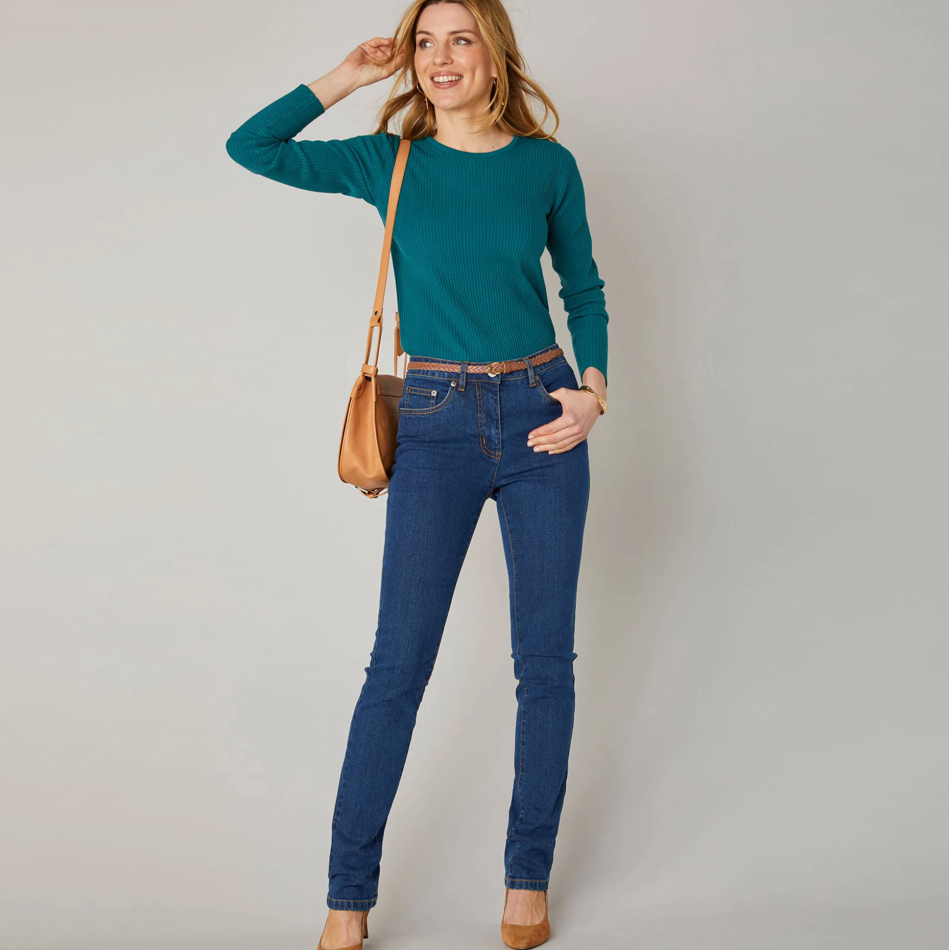 Stretchjeans in recht model - kleine lengte