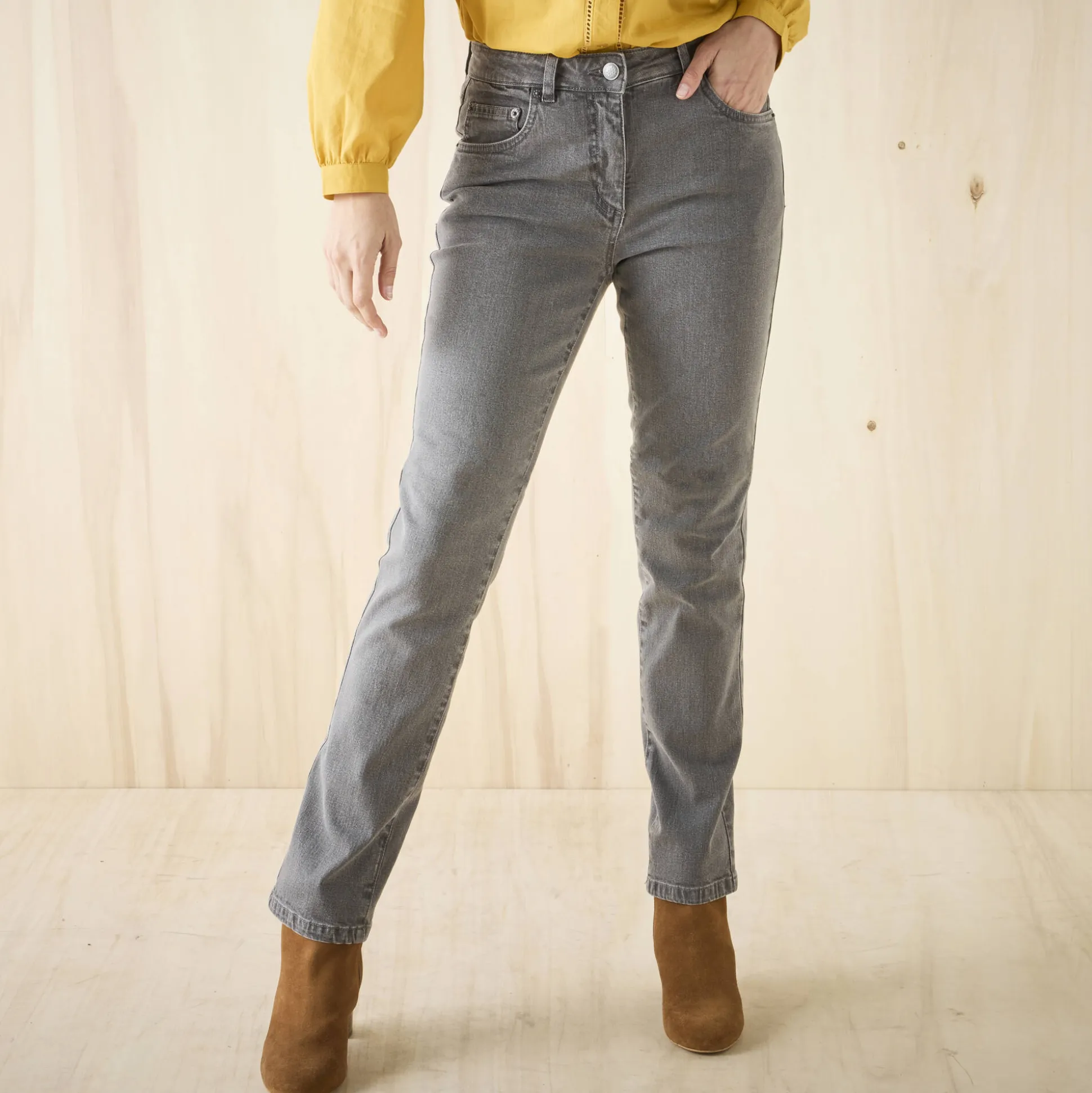 Stretchjeans in recht model - gemiddelde lengte