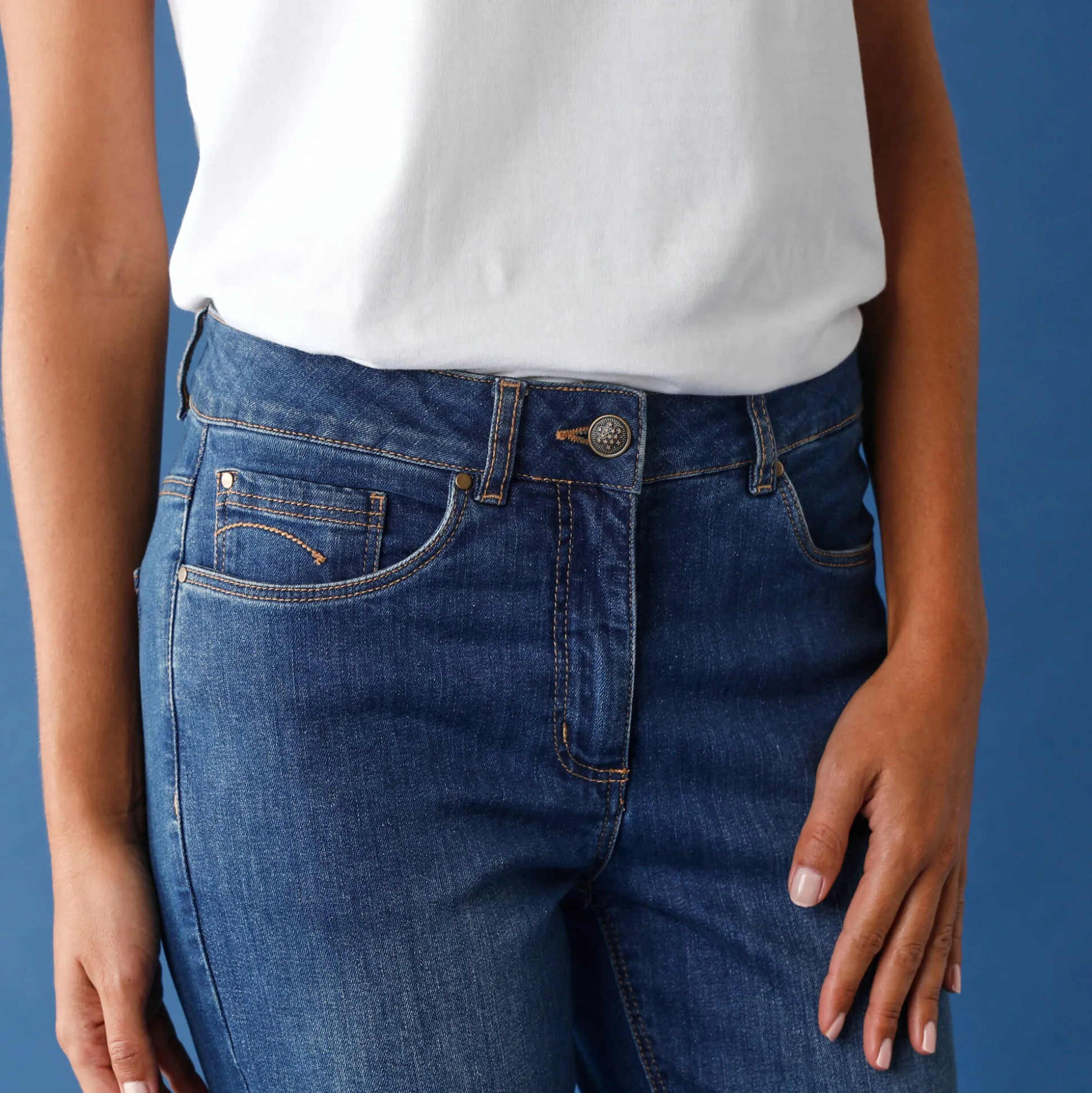 Stretchjeans met recht model