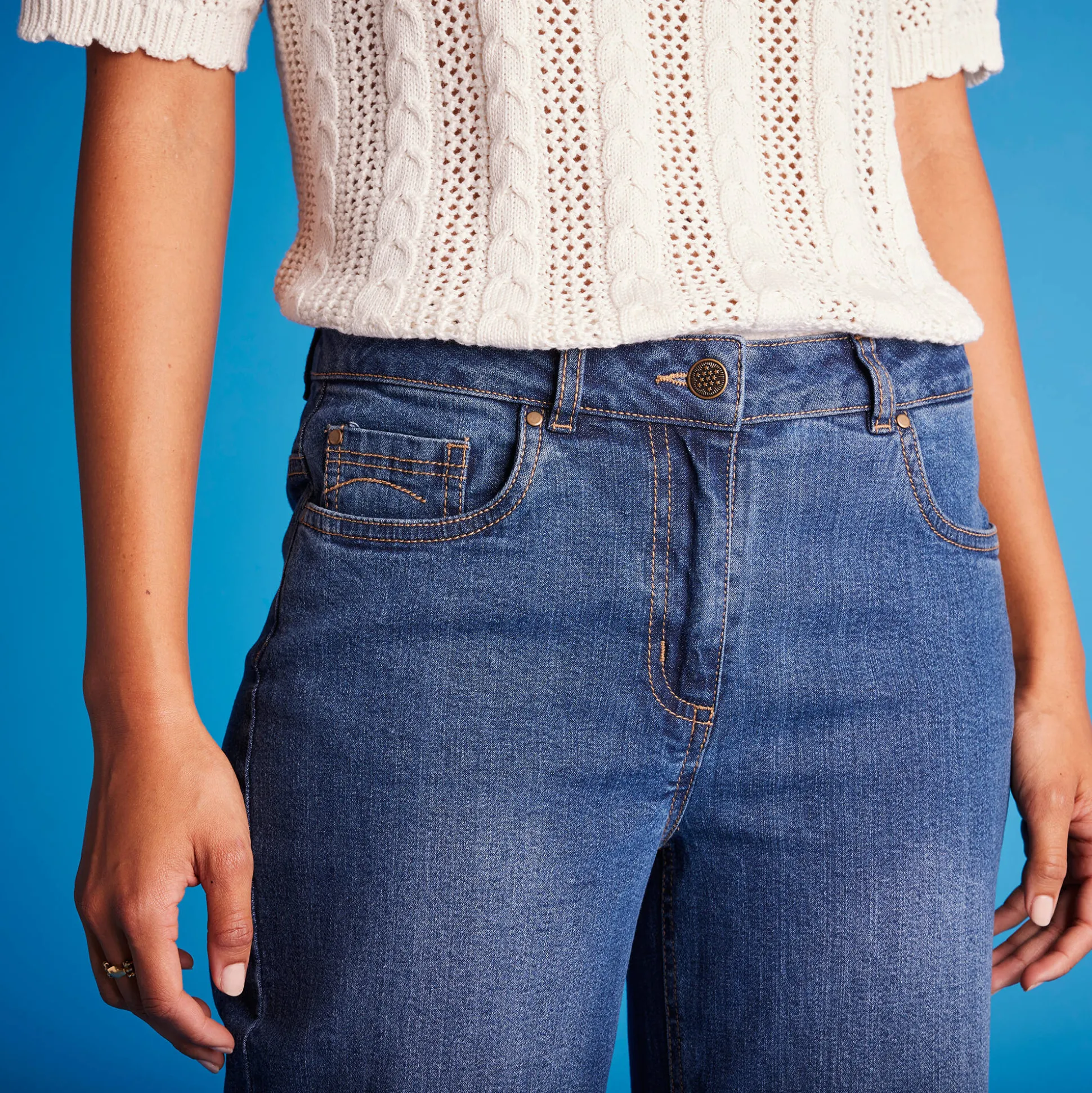 Stretchjeans met ruim model, kleine lengte