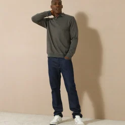 Sweater in molton met polokraag