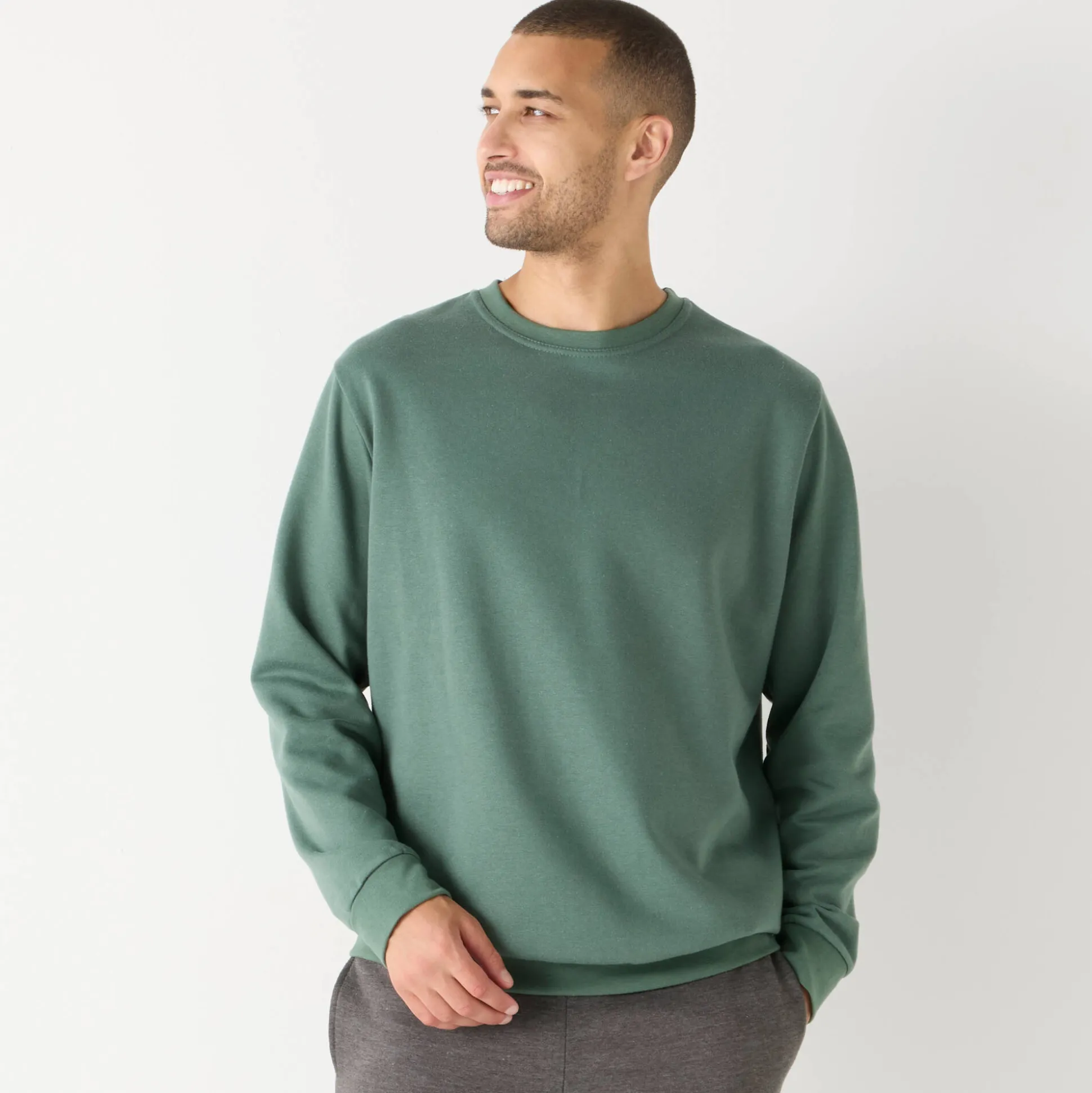 Sweater in molton met ronde hals
