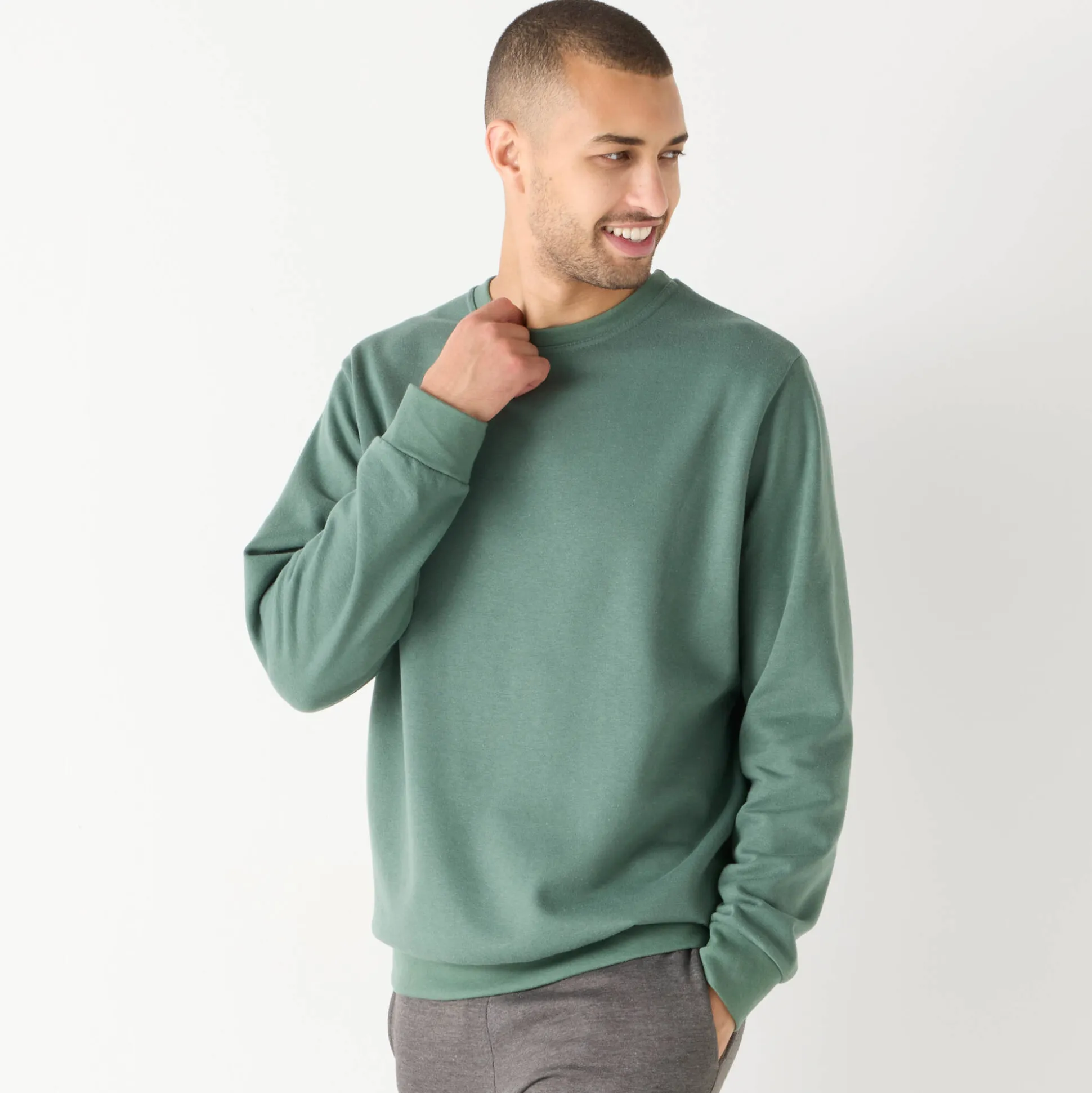 Sweater in molton met ronde hals
