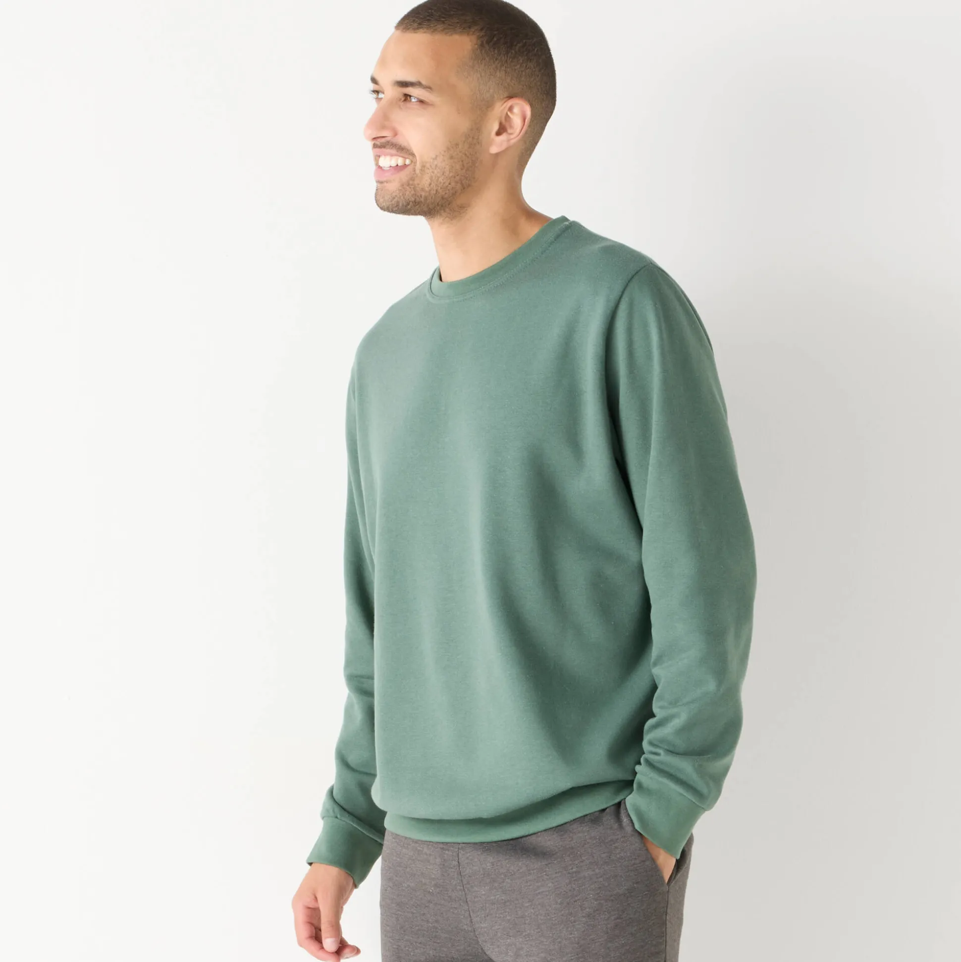 Sweater in molton met ronde hals