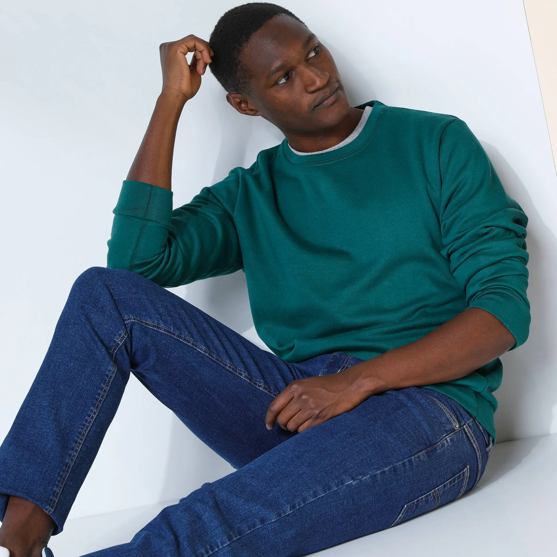 Sweater in molton met ronde hals