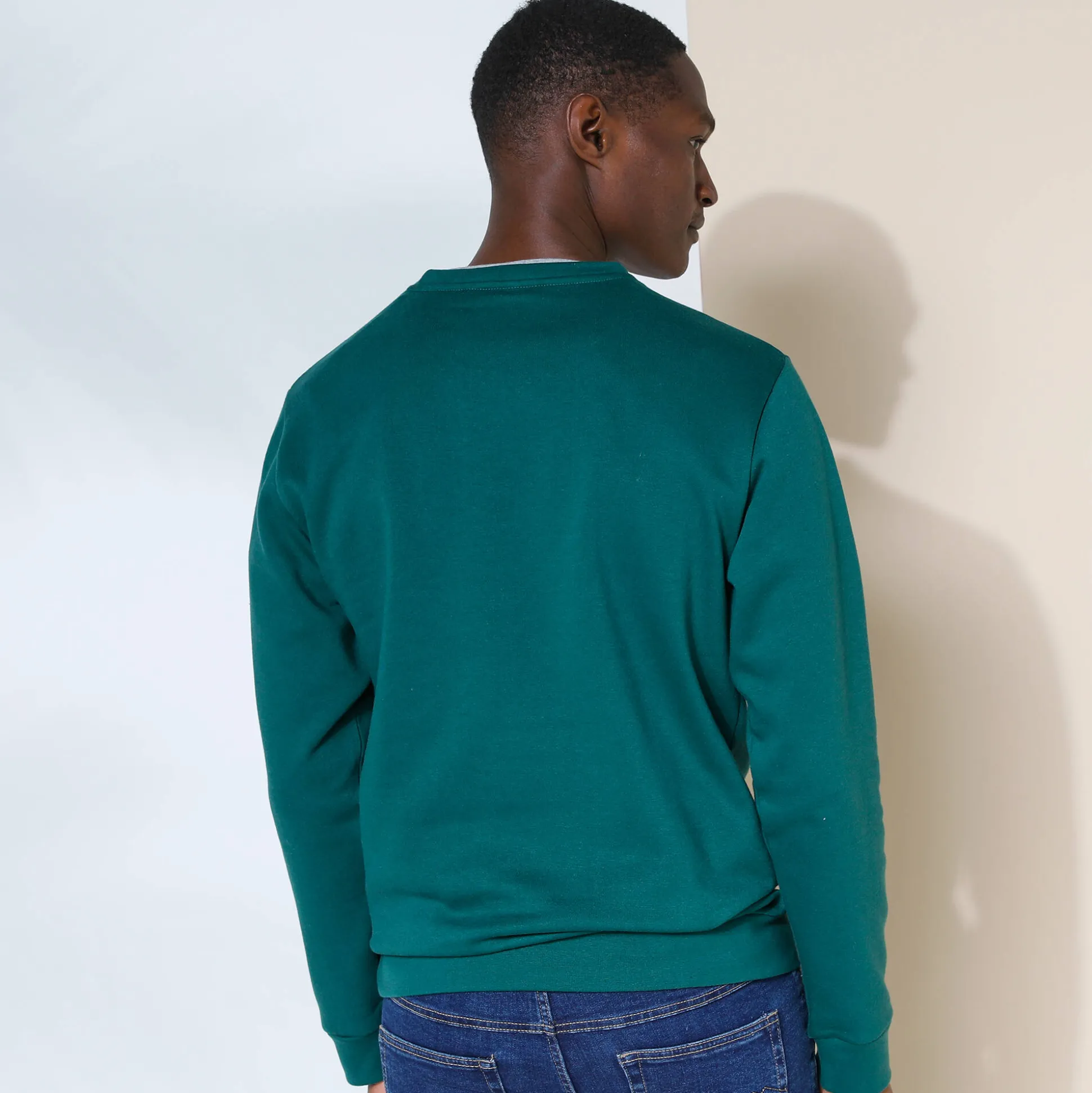 Sweater in molton met ronde hals