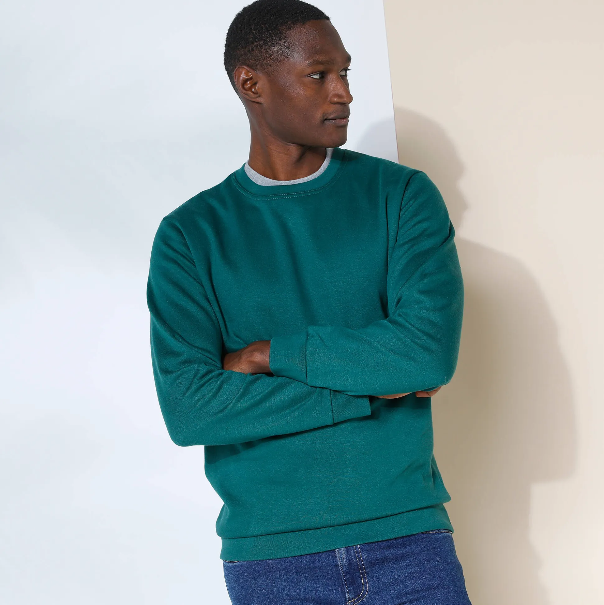 Sweater in molton met ronde hals