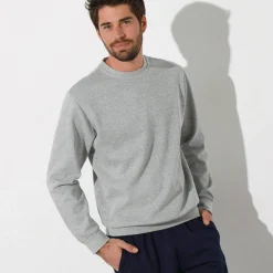 Sweater in molton met ronde hals