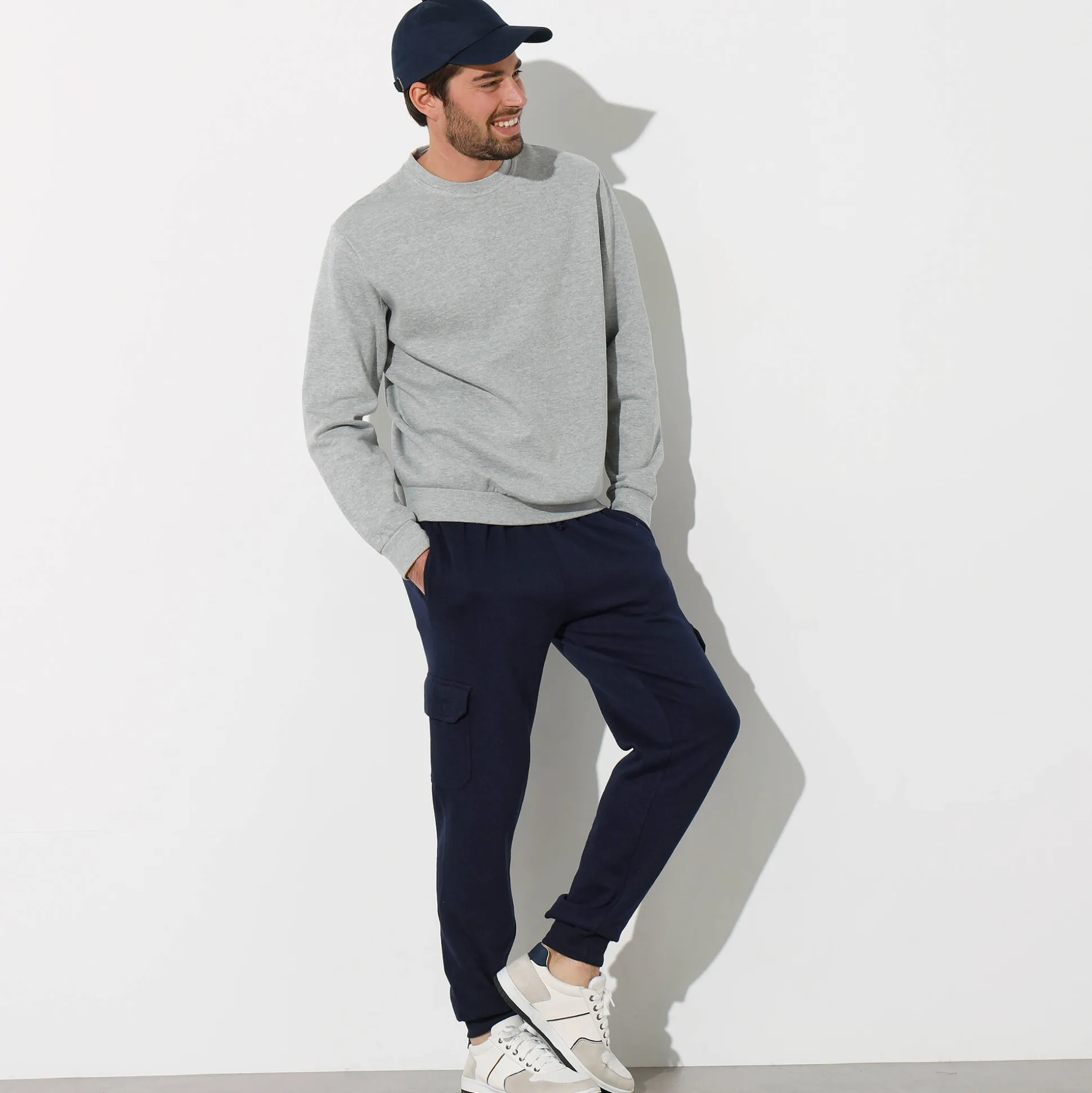 Sweater in molton met ronde hals