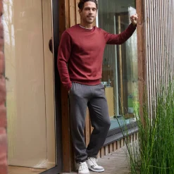 Sweater in molton met ronde hals