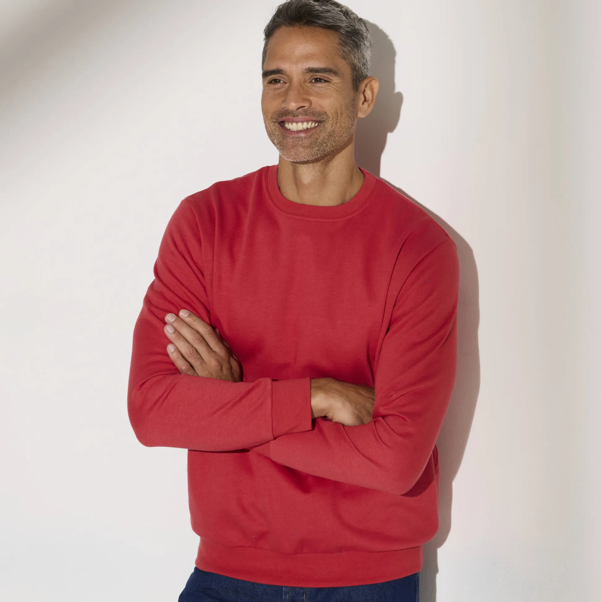 Sweater in molton met ronde hals
