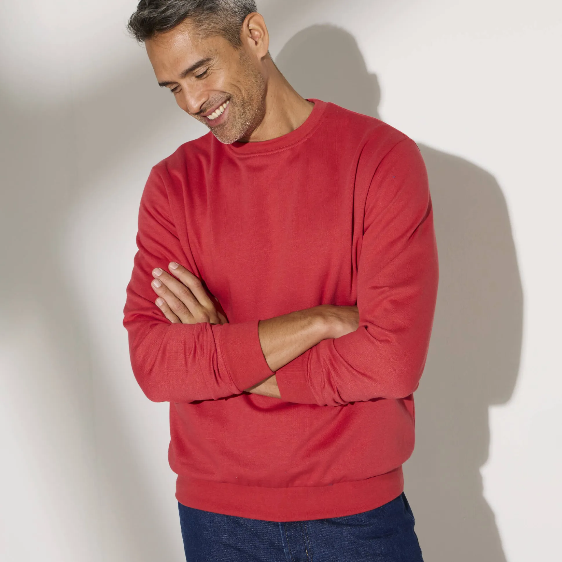 Sweater in molton met ronde hals