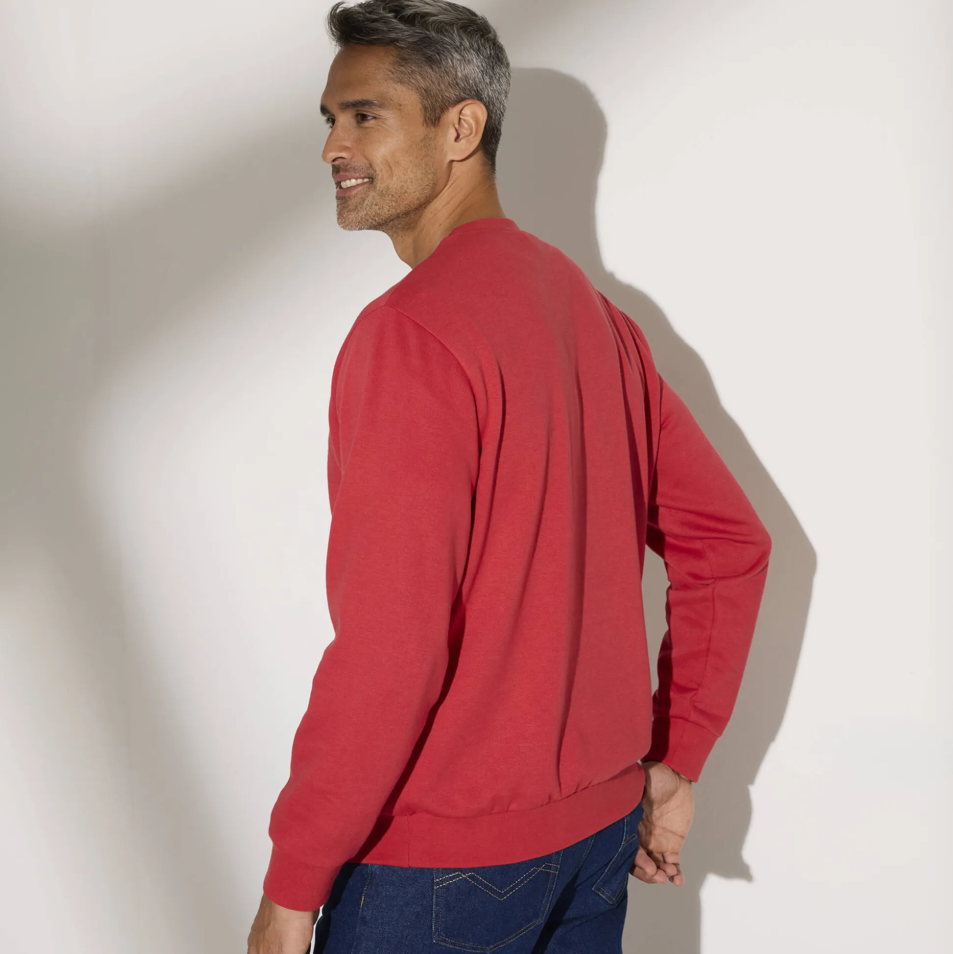 Sweater in molton met ronde hals