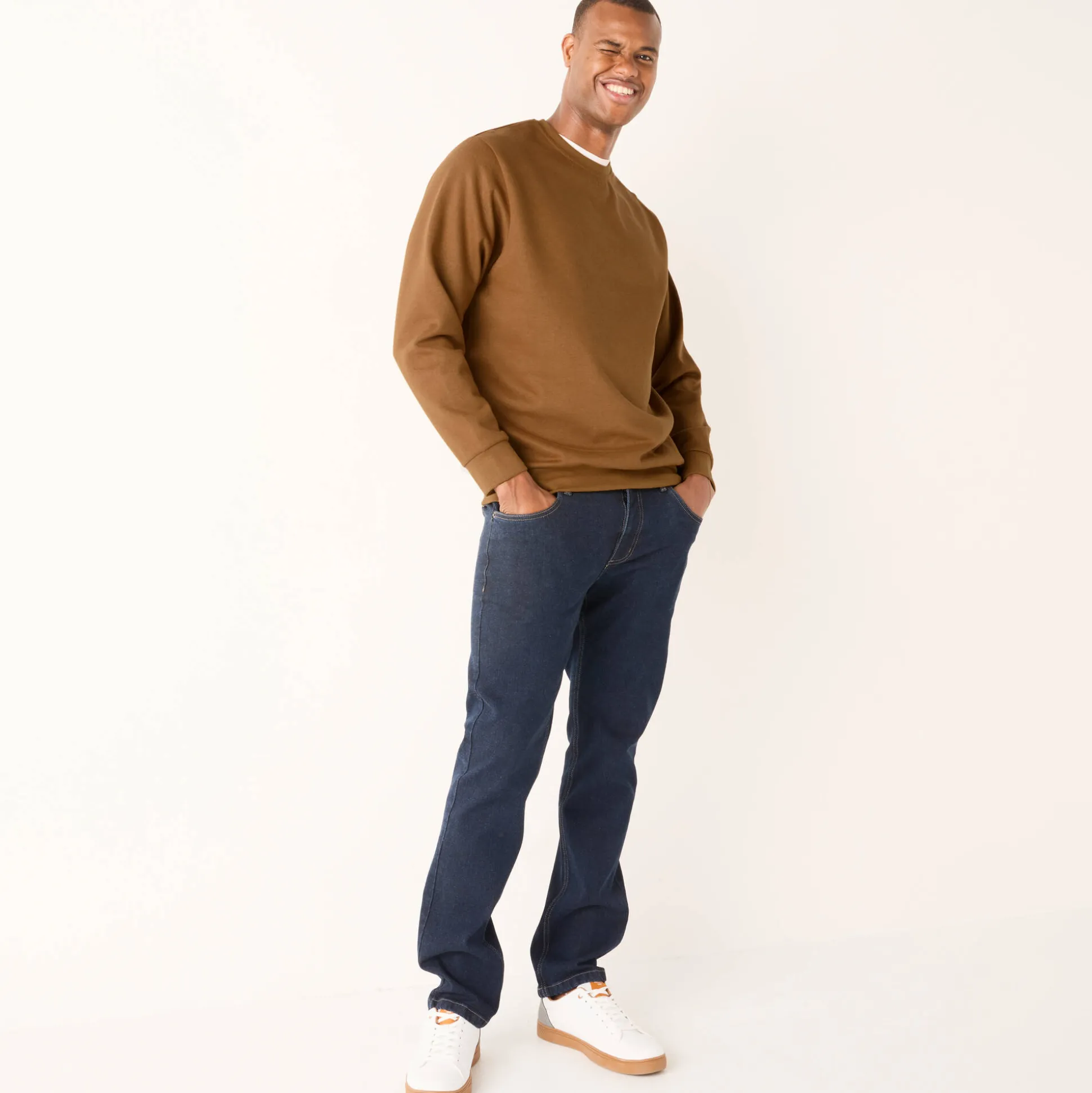 Sweater in molton met ronde hals