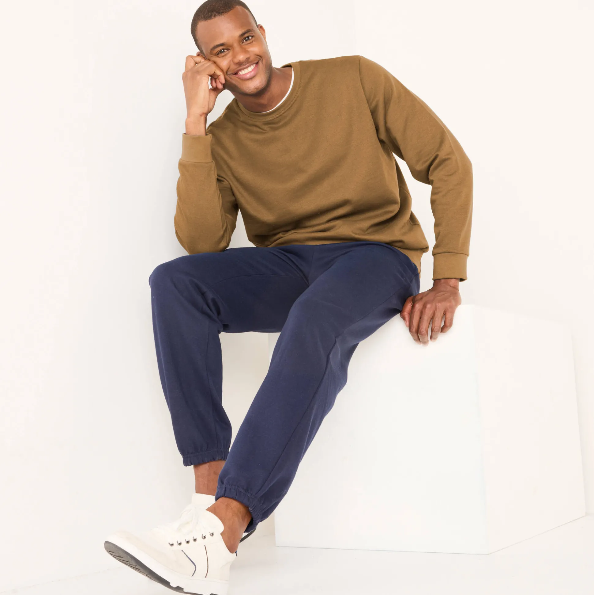 Sweater in molton met ronde hals