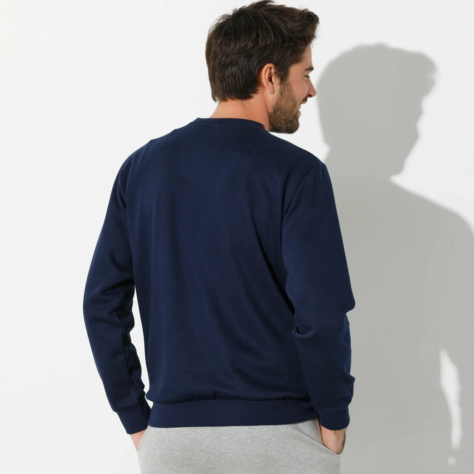 Sweater in molton met ronde hals