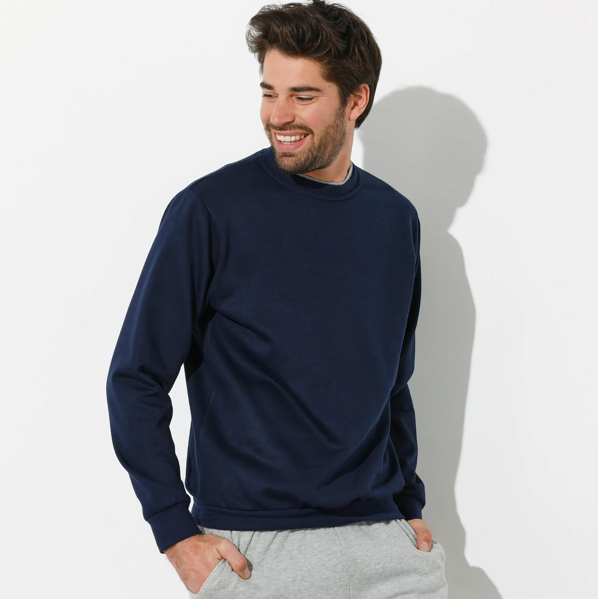 Sweater in molton met ronde hals