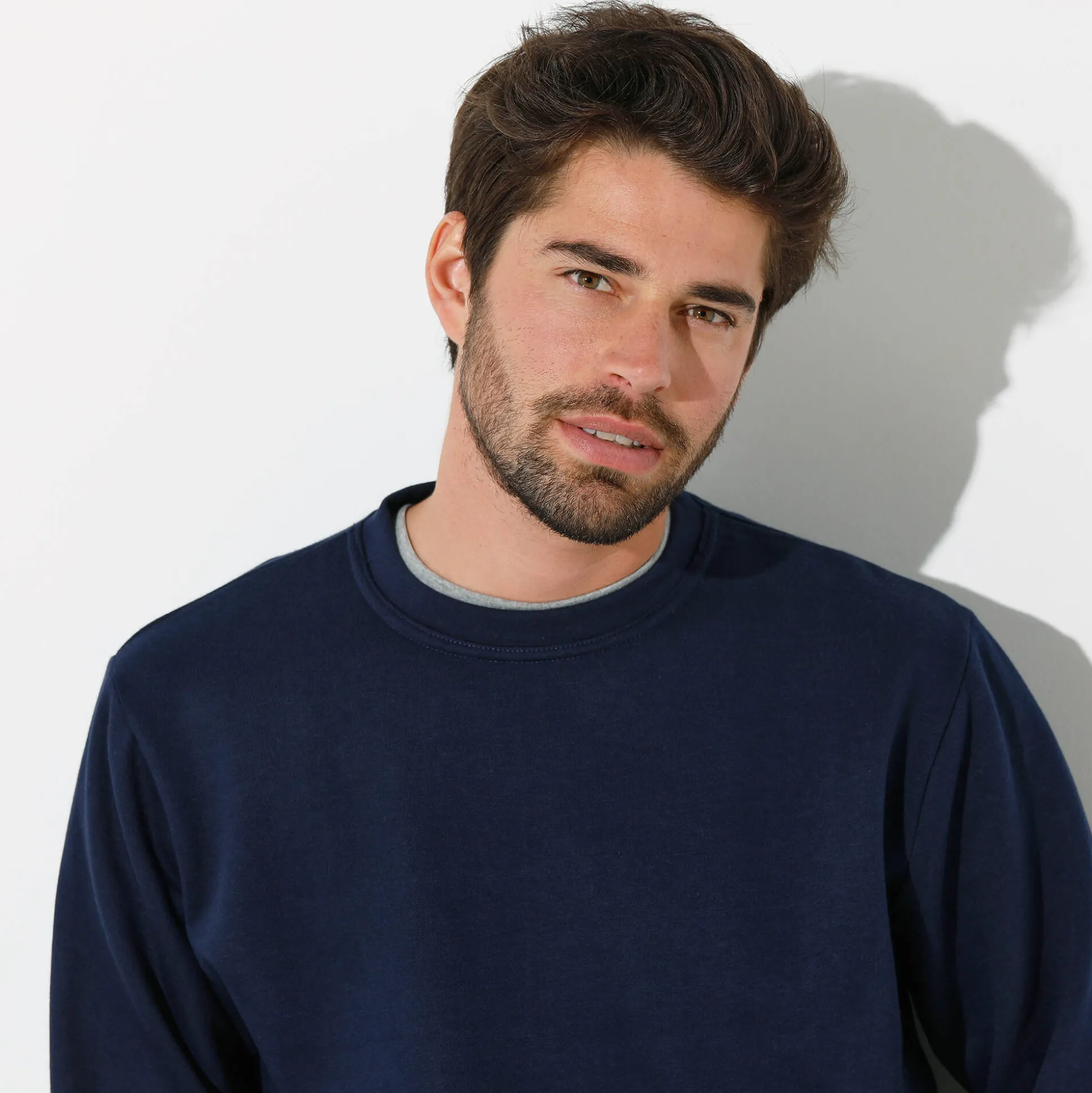 Sweater in molton met ronde hals