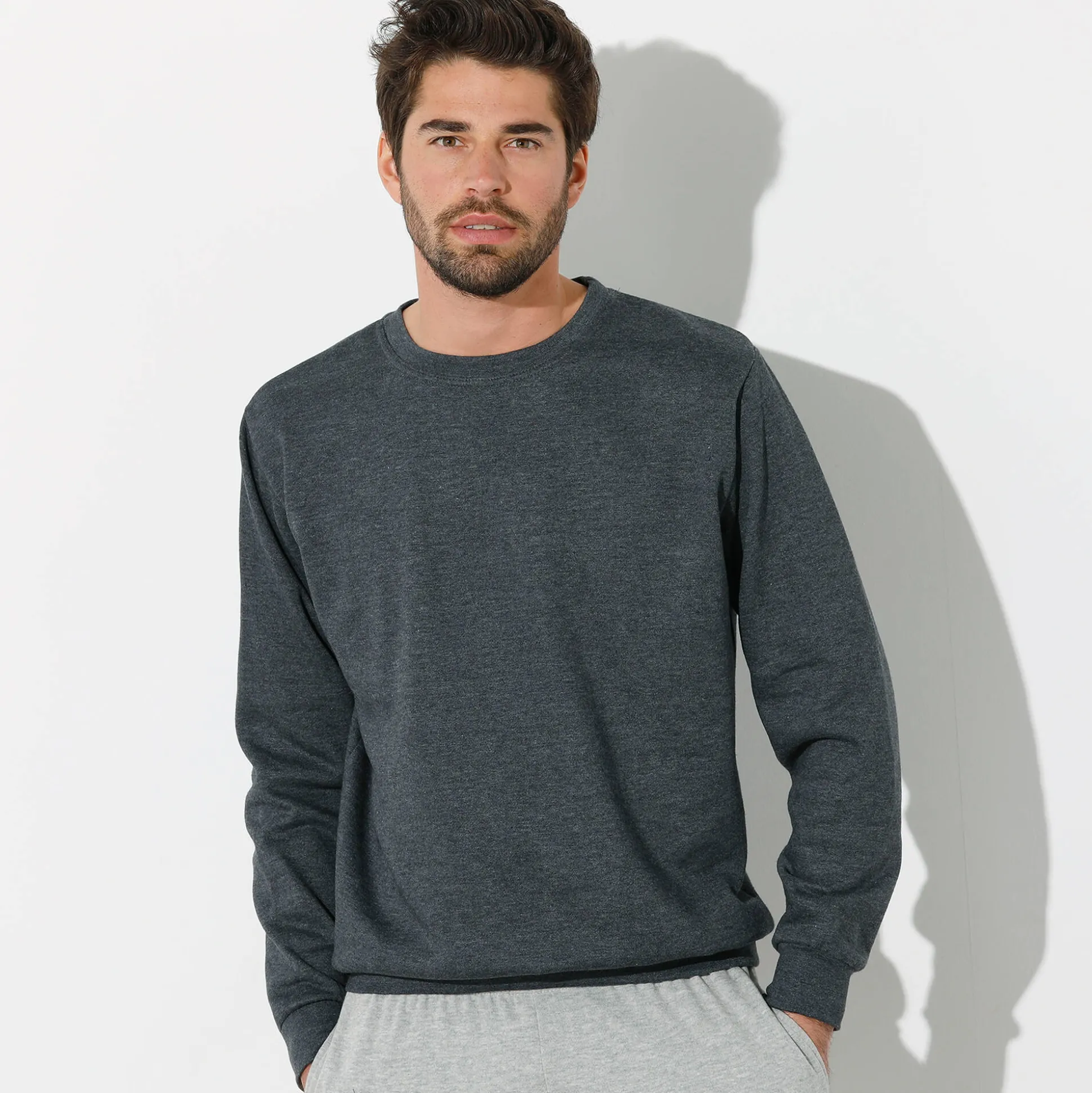 Sweater in molton met ronde hals