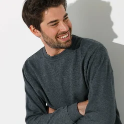 Sweater in molton met ronde hals