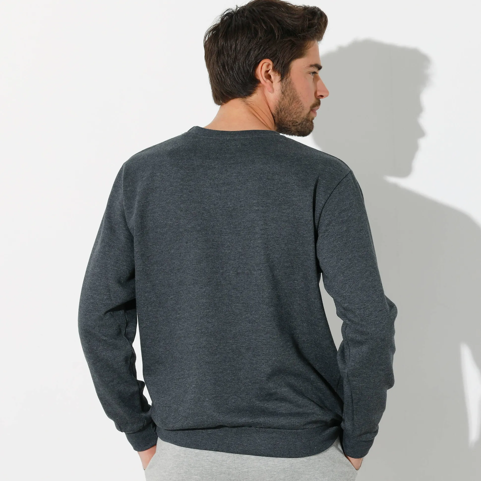 Sweater in molton met ronde hals