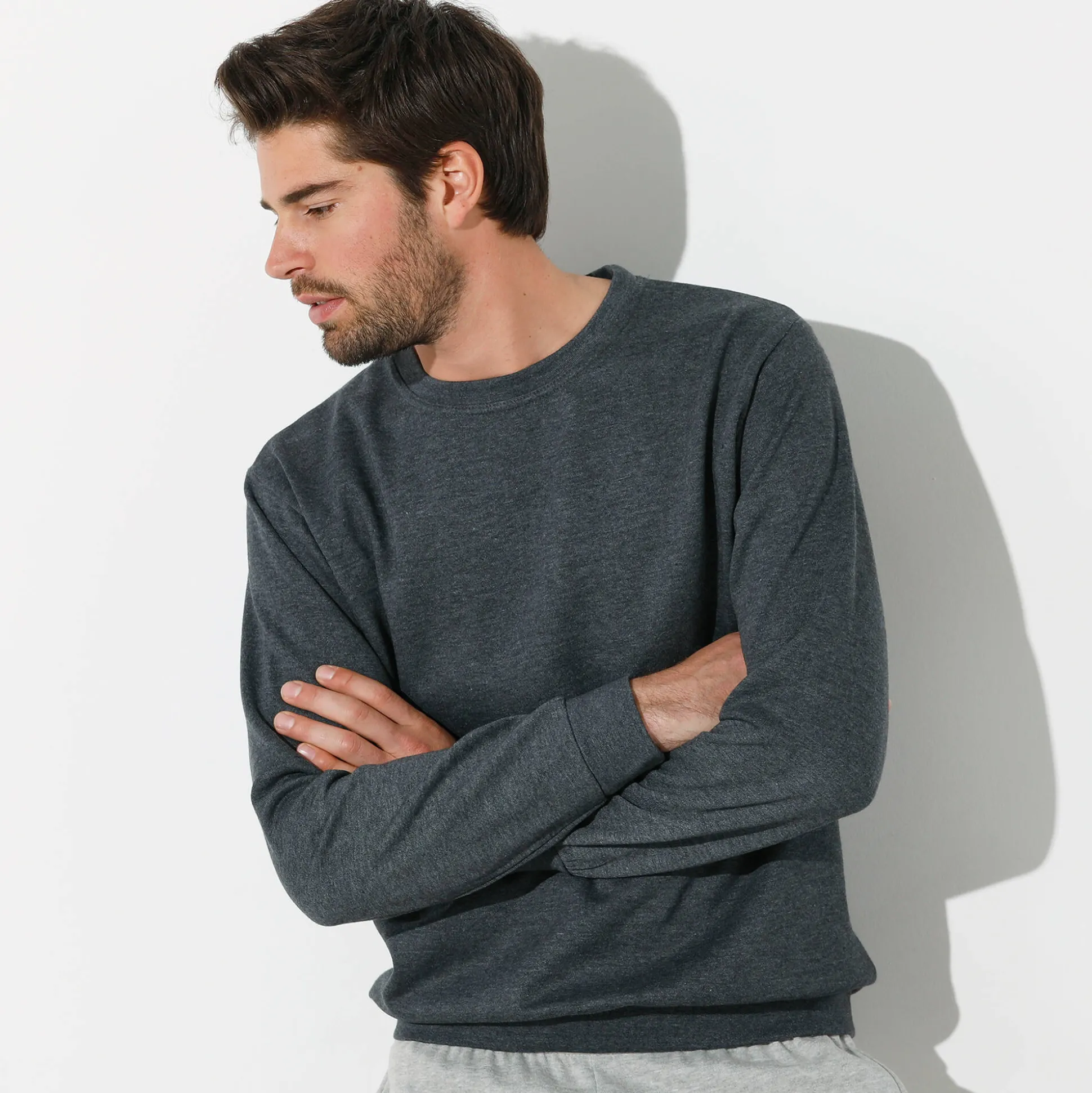 Sweater in molton met ronde hals