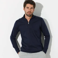 Sweater in molton met truckerskraag