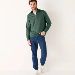 Sweater in molton met truckerskraag