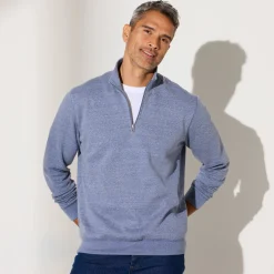 Sweater in molton met truckerskraag