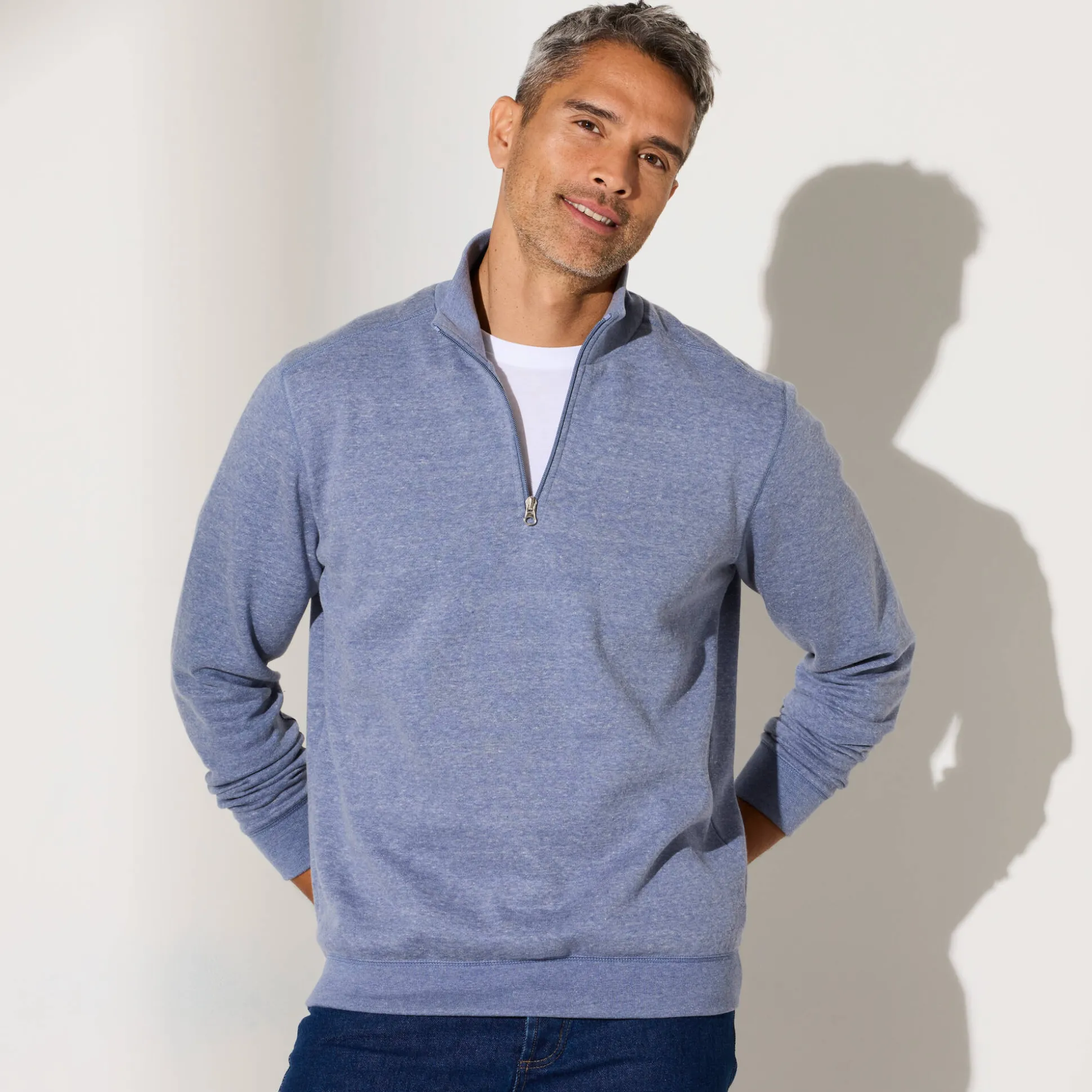 Sweater in molton met truckerskraag