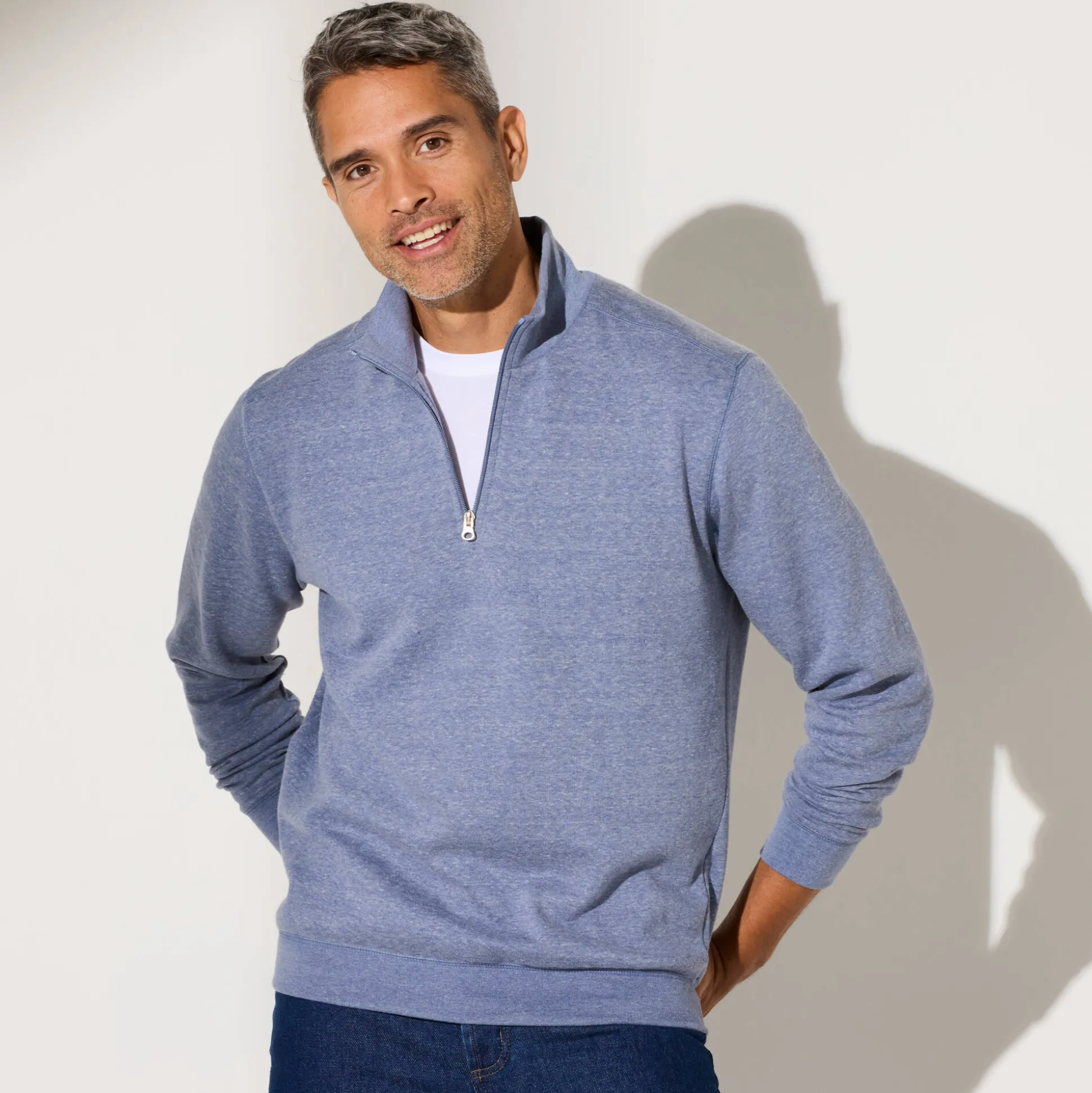 Sweater in molton met truckerskraag