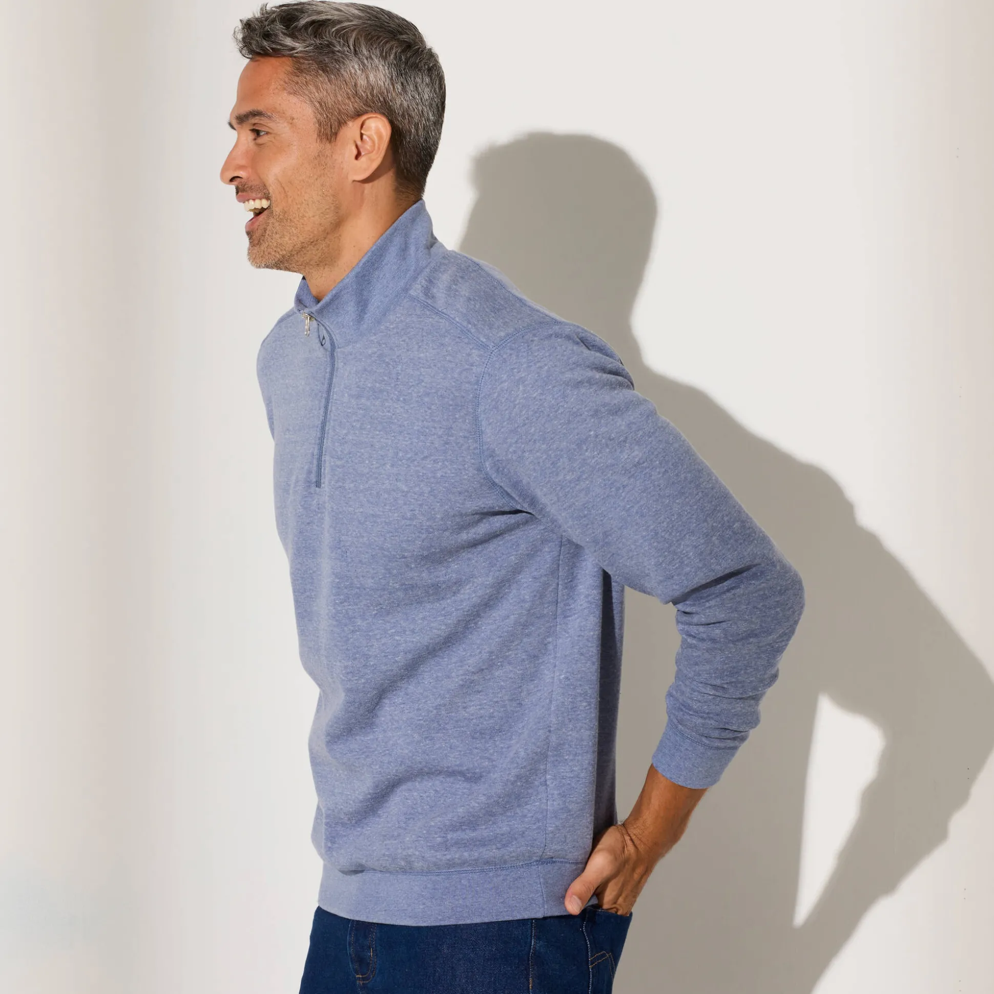 Sweater in molton met truckerskraag