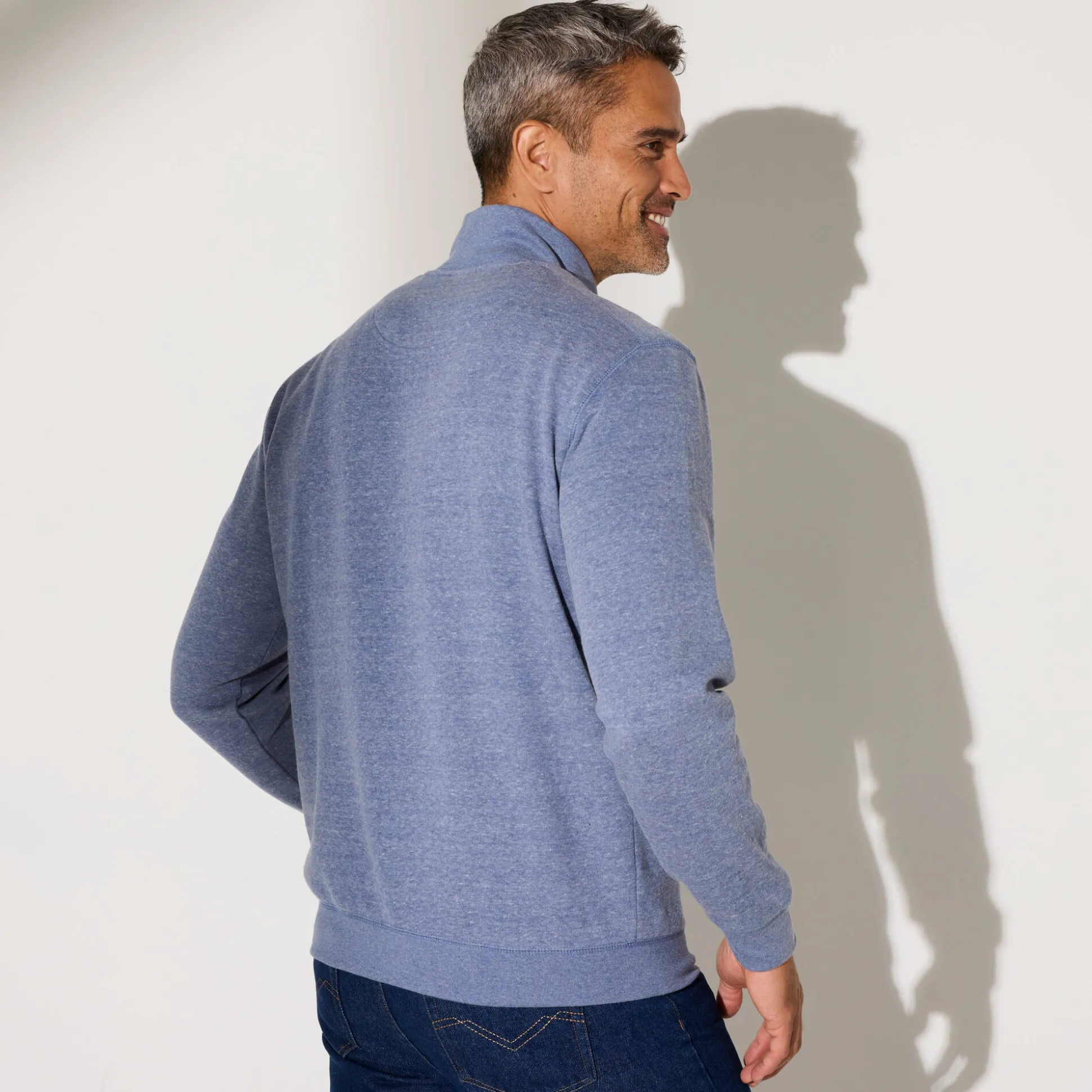 Sweater in molton met truckerskraag