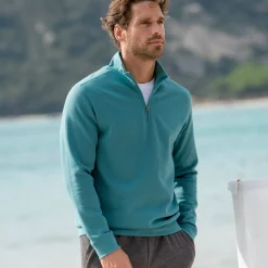 Sweater in molton met truckerskraag