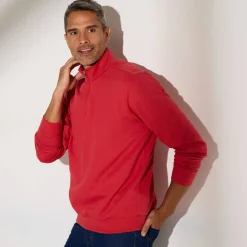 Sweater in molton met truckerskraag