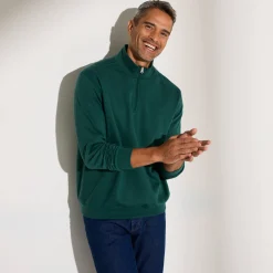 Sweater in molton met truckerskraag