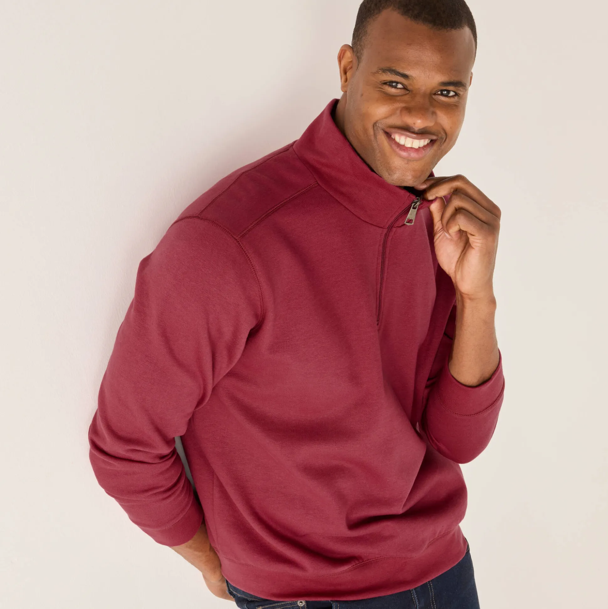 Sweater in molton met truckerskraag