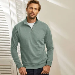 Sweater in molton met truckerskraag