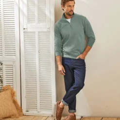 Sweater in molton met truckerskraag