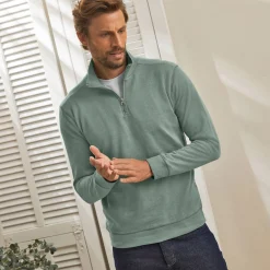 Sweater in molton met truckerskraag