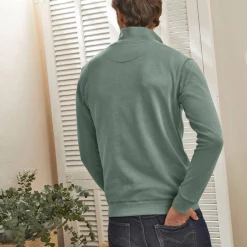 Sweater in molton met truckerskraag