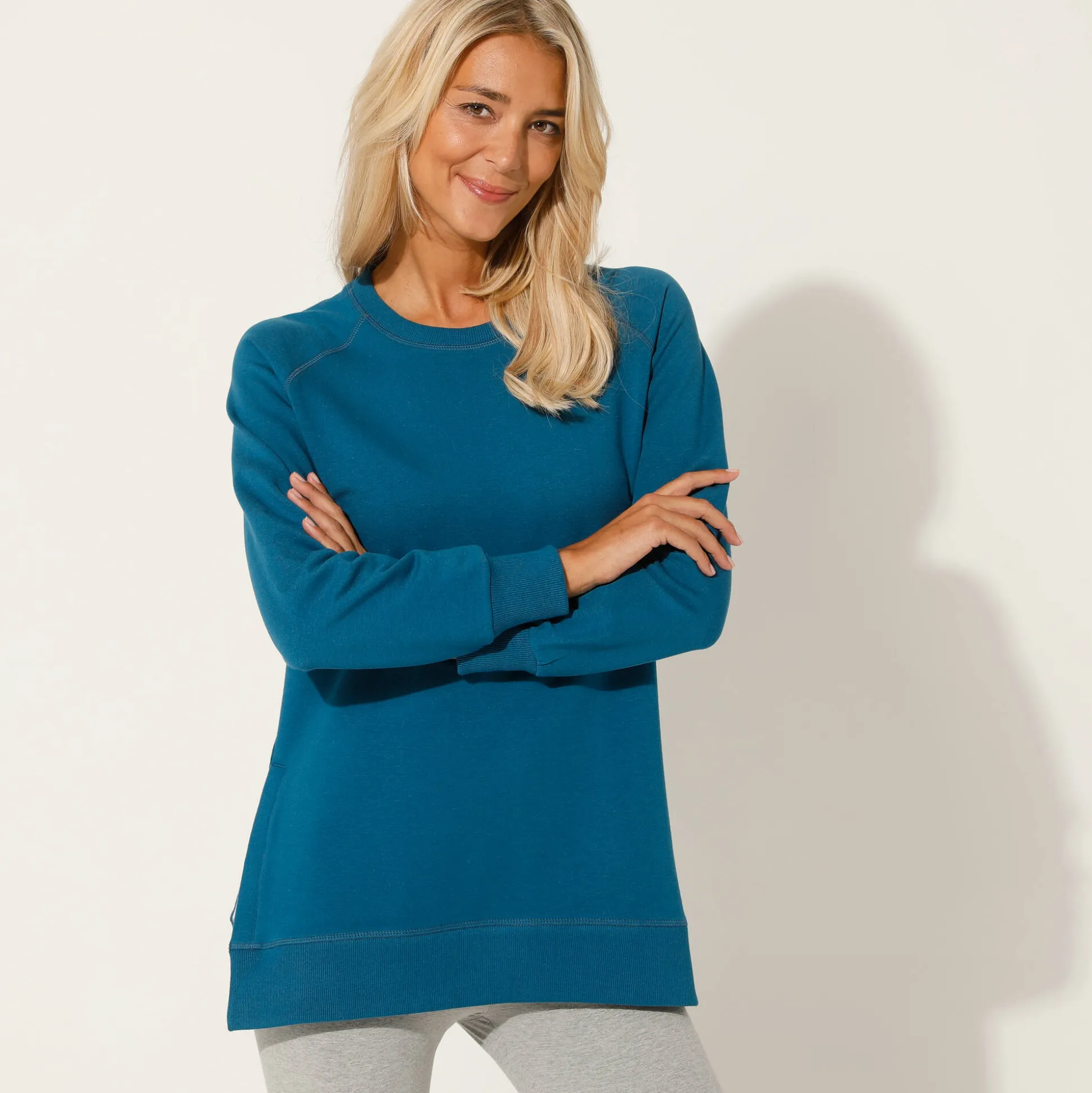Sweater in molton met tunieklengte