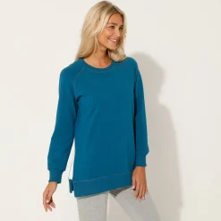 Sweater in molton met tunieklengte