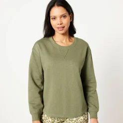 Sweater in molton, wijd volume