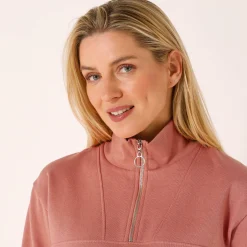 Sweater met opstaande ritskraag in geruwd molton